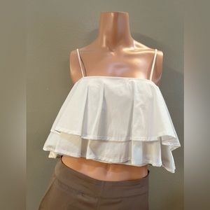 Gianni Bini white ruffle crop top